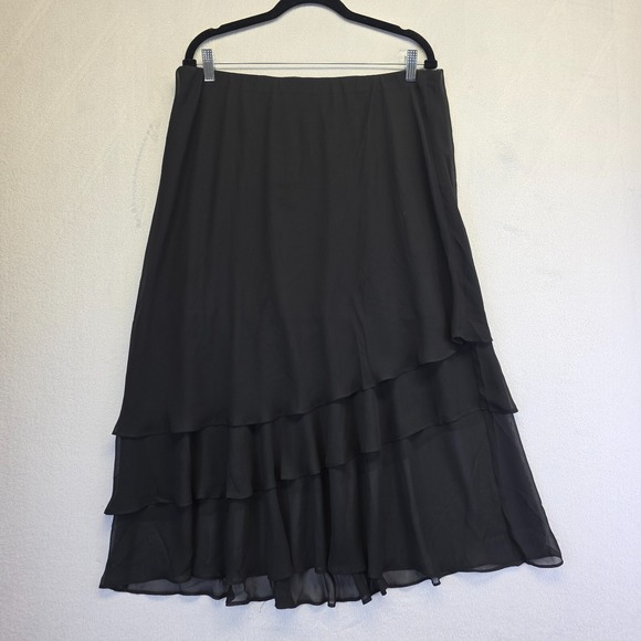 MSK Skirt Womens XL Black‎ Chiffon Whimisigoth Tiered Asymmetrical Y2K Steampunk - Picture 1 of 10